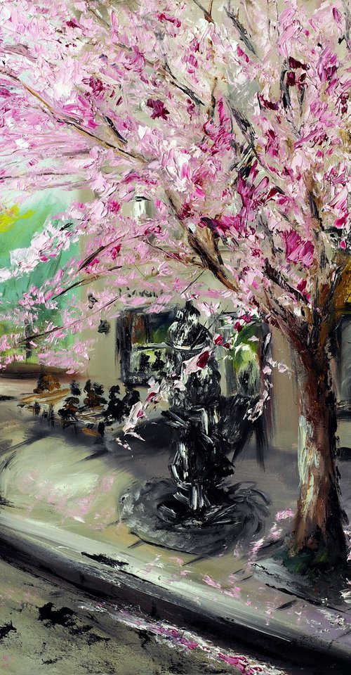 Cherry Blossoms by Shakespeare & Company, Paris by Ruslana Levandovska