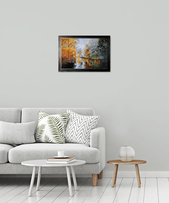 Park and pond in early autumn