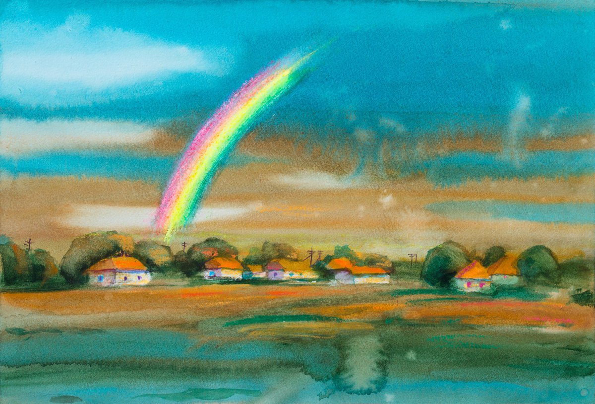 Landscape with a rainbow (2016) 43x29 cm | 16,9х11,4 inch by Oleksandr Korol