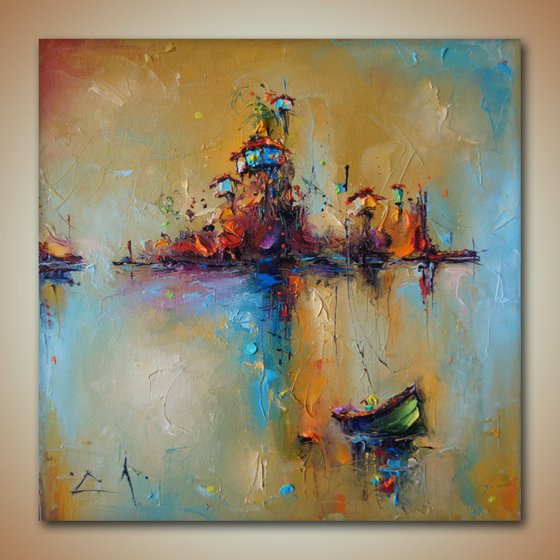 The island,  Modern Oil Painting, Free shipping