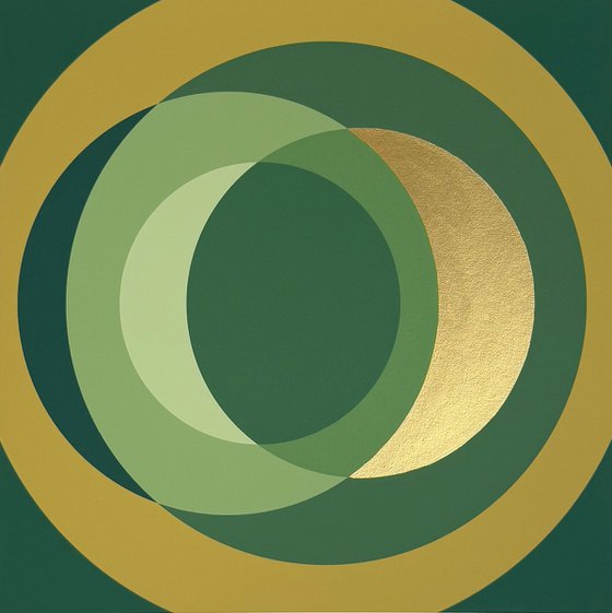 Fine Art Print & Gold painted. Forest Green