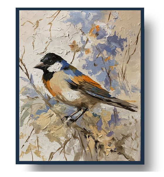 Winter Guest. The Varied Tit.