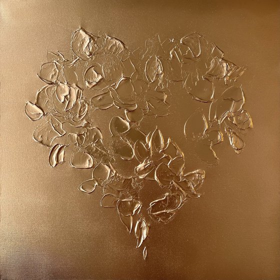 Golden Abstract heart. Gold luxury heart.