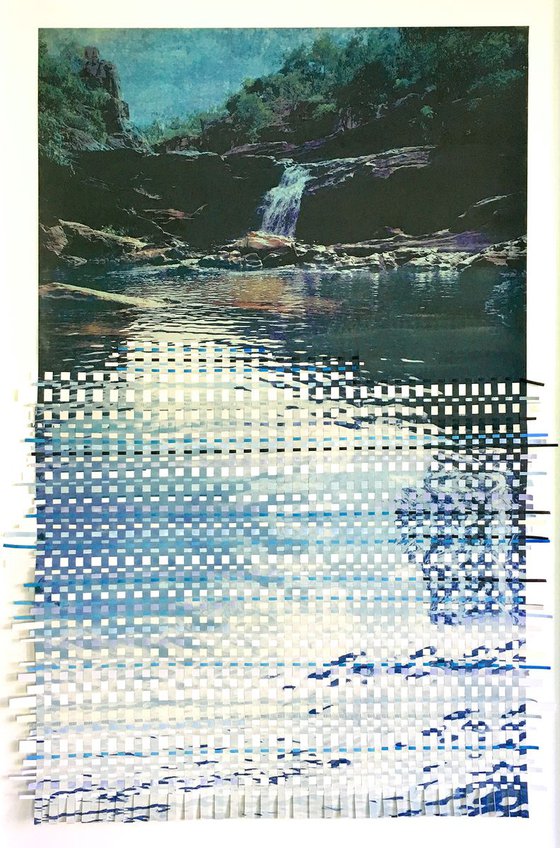 waterfall - photographic weaving with recycled paper