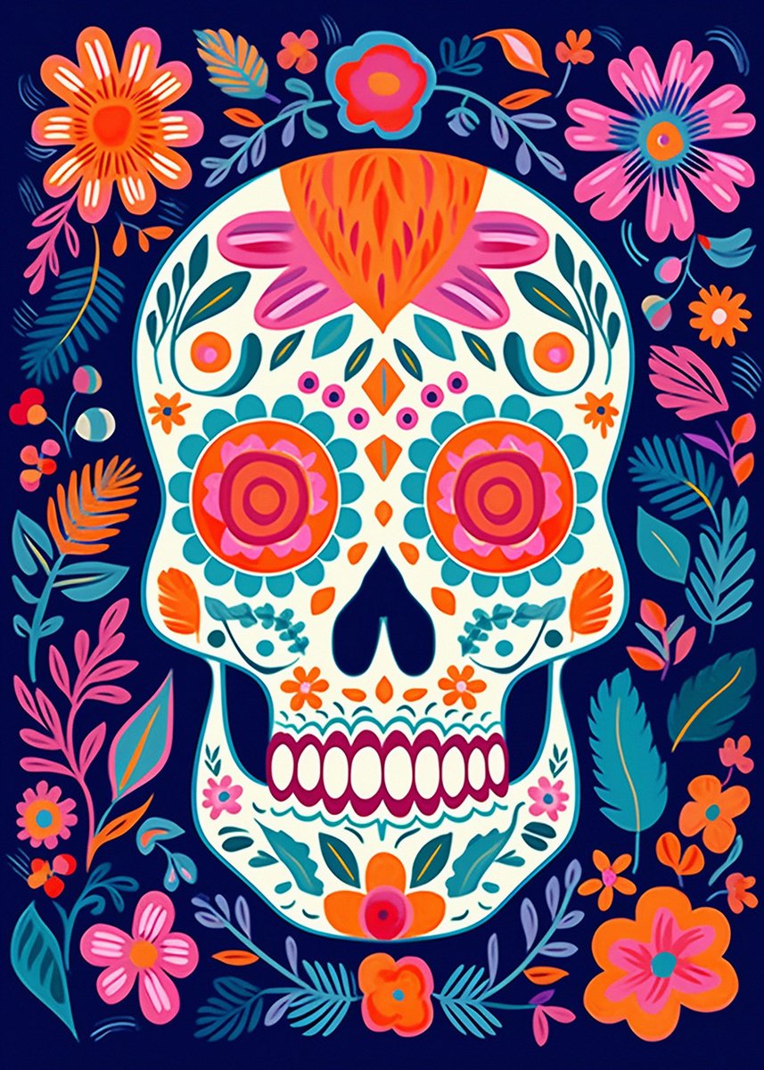 Expressive Portrait Acrylic Painting By Kosta Morr, 12 X 17", Calavera Iii, Original Artwork