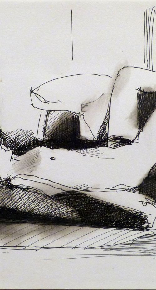 Nude lying on the Bed 3, 25x32 cm by Frederic Belaubre