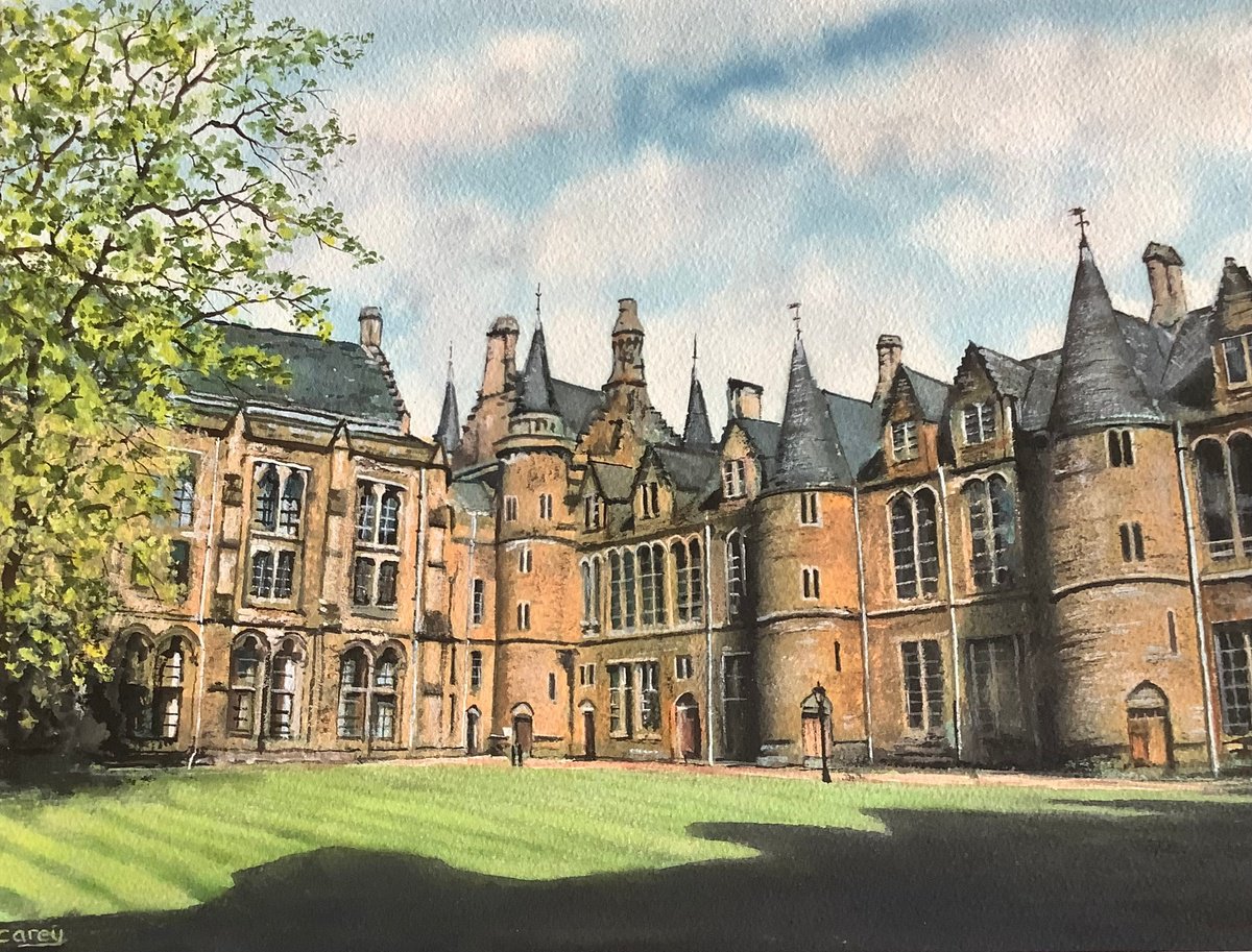 Impressionistic Watercolour , Summers Day At Glasgows Old University By Darren Carey, 15 X 11, Artwork For Sale On Artfinder