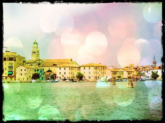 Venice sister town Chioggia in Italy - 60x80x4cm print on canvas 00880m2 READY to HANG