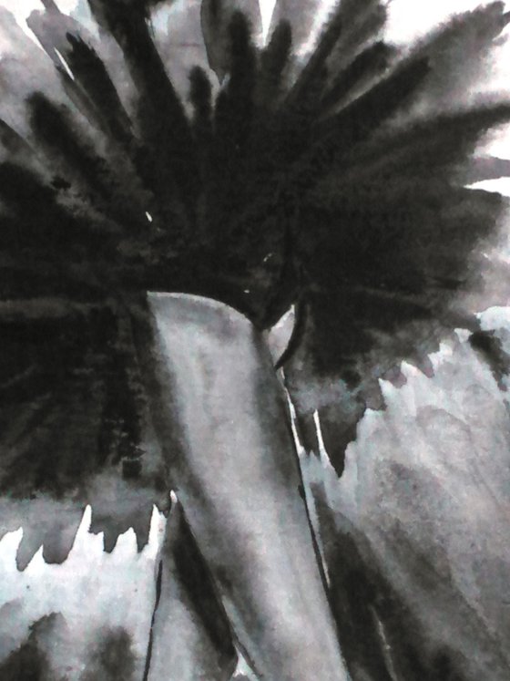 Ballet original black and white watercolor painting