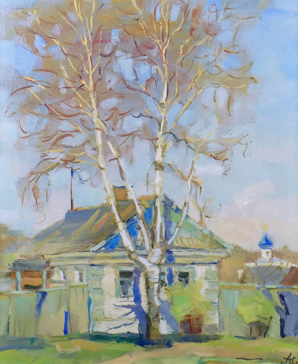 Impressionistic Cityscapes Oil Painting By Victoria Alferonok, 12 X 14", Landscape With A Dome, Original Artwork