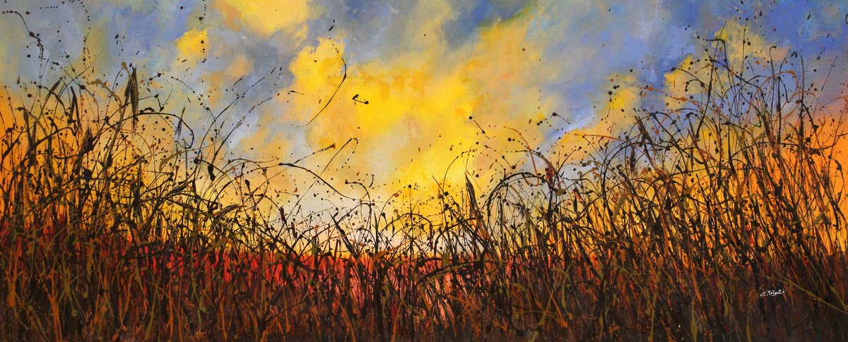 Sunset #7 Extra large landscape painting by Cecilia Frigati