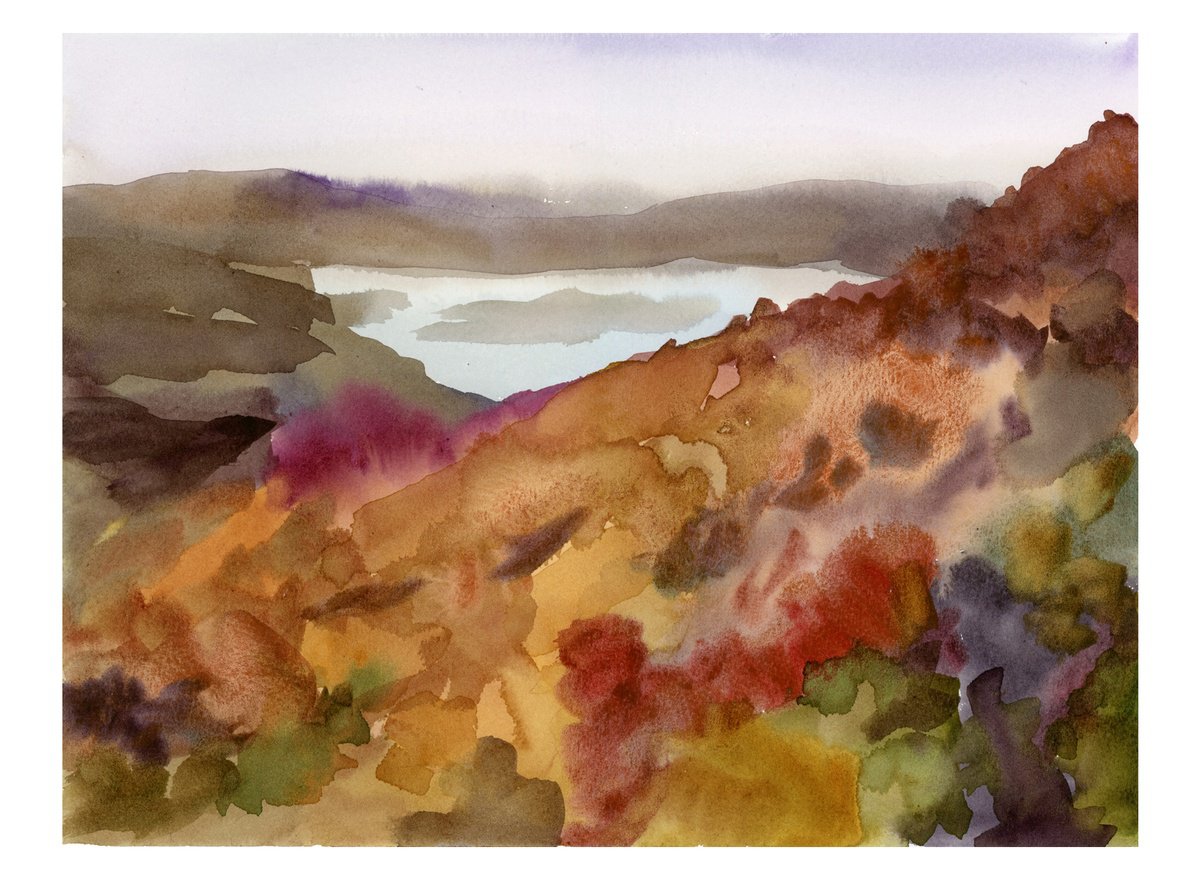 Expressive Landscape Watercolour By Dena Adams, 15 X 11, Unified, Original Artwork