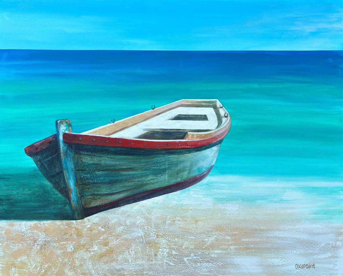 Impressionistic Painting , Boat By Oxypoint, 39 X 31, Artwork For Sale On Artfinder