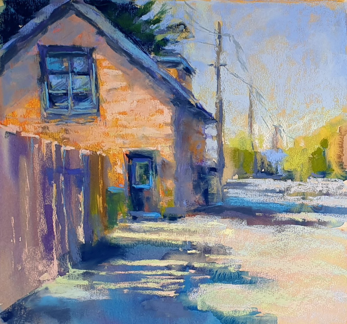 Impressionistic Pastel Drawing , Sunny Day By Elena Genkin, 12 X 12, Artwork For Sale On Artfinder