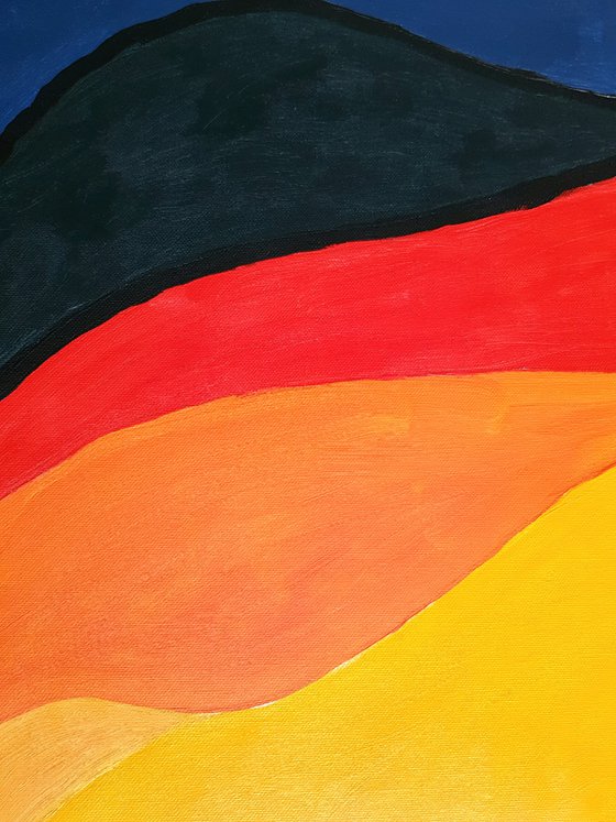 Abstract Painting - 96x76cm - RETENI N-1 - Vibrant Colors Landscape