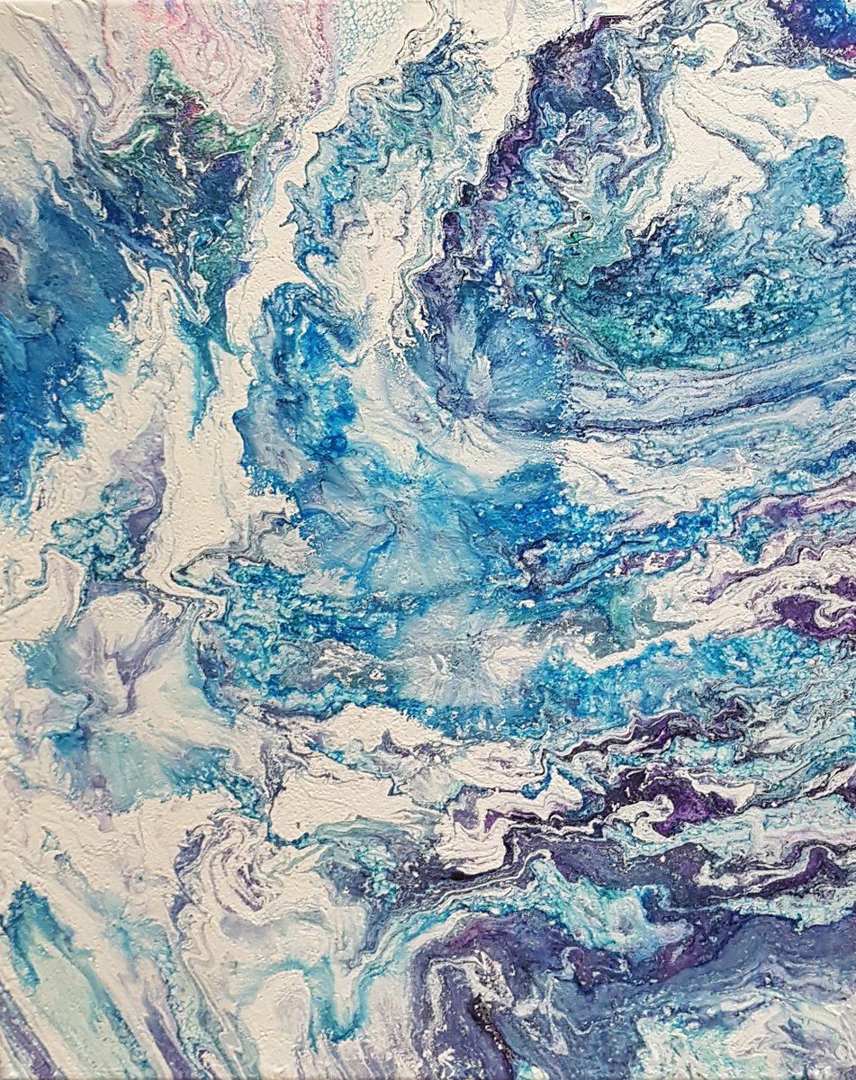 Organic Abstract Acrylic Painting By Alexandra Romano, 16 X 20, Celestial Waves | 16 X 20, Original Artwork