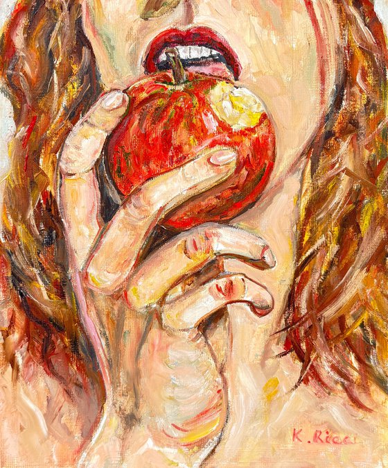 A Girl Eating an Apple