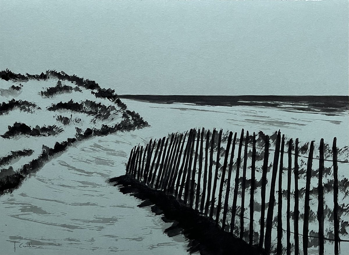 Ink Drawing , Plage Landaise By Cadiou Frederic, 17 X 13, Artwork For Sale On Artfinder