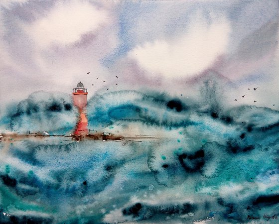 Seascape painting/ Lighthouse painting