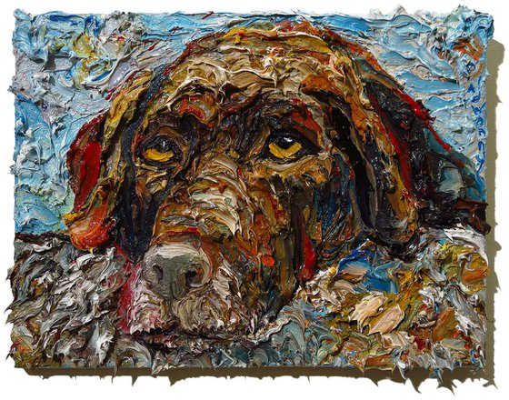 Original Oil Painting Abstract Expressionism Impressionism Dog