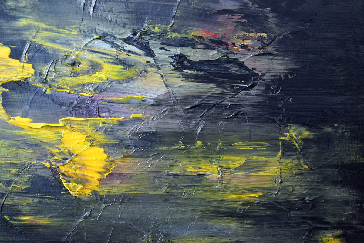 Abstract Acrylic Painting By Isabelle Vobmann, 24 X 35, Fantasy By The Sea, Original Artwork