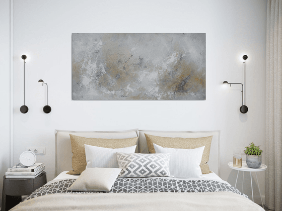 DISTANT MEMORIES. Large Abstract Landscape Neutral Colors Textured Painting Modern Art with Heavy Texture. Abstract White Beige Gray Contemporary Art for Livingroom