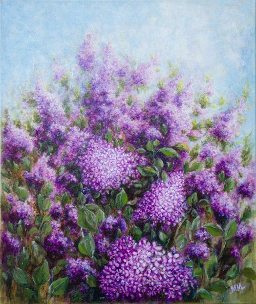 Big size Impressionist oil painting THE SCENT OF LILAC by Mila Moroko