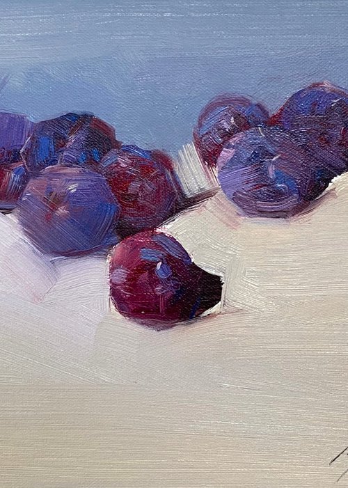 Plums, Still Life Original oil painting, Handmade artwork, One of a kind by Vahe Yeremyan
