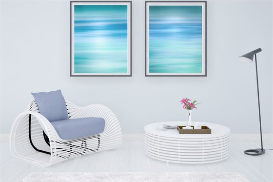 Endless & Everlasting Diptych   Extra large abstracts in beautiful shades of mineral green and blue