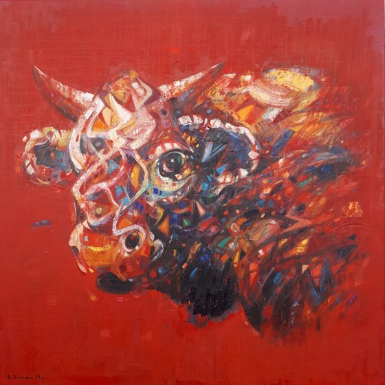 Red bull (70x70cm oil/canvas)