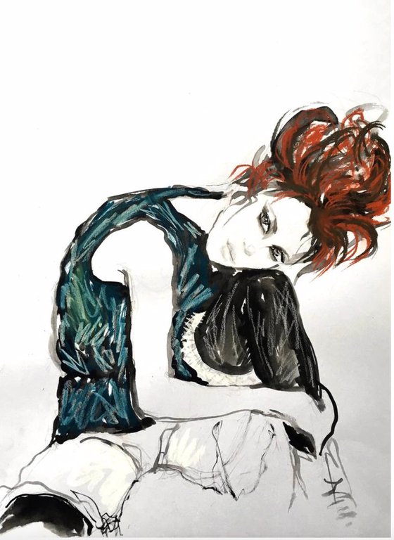 Seated Girl - my version of Egon Schiele I