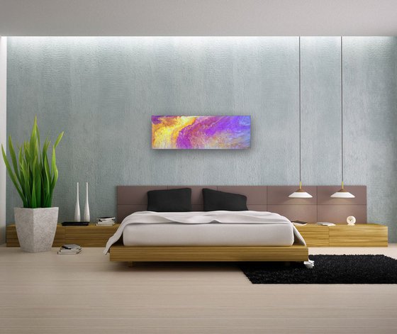 "Sun Gazing" - Original Abstract PMS Fluid Acrylic Painting - 36 x 12 inches