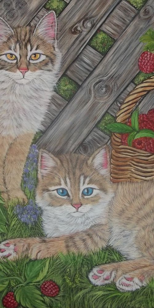 Kittens and Raspberries by Sofya Mikeworth