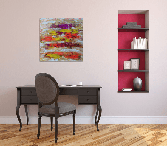 "Hot For Teacher" - FREE USA SHIPPING - Original PMS Abstract Acrylic Painting On Canvas - 30" x 30"