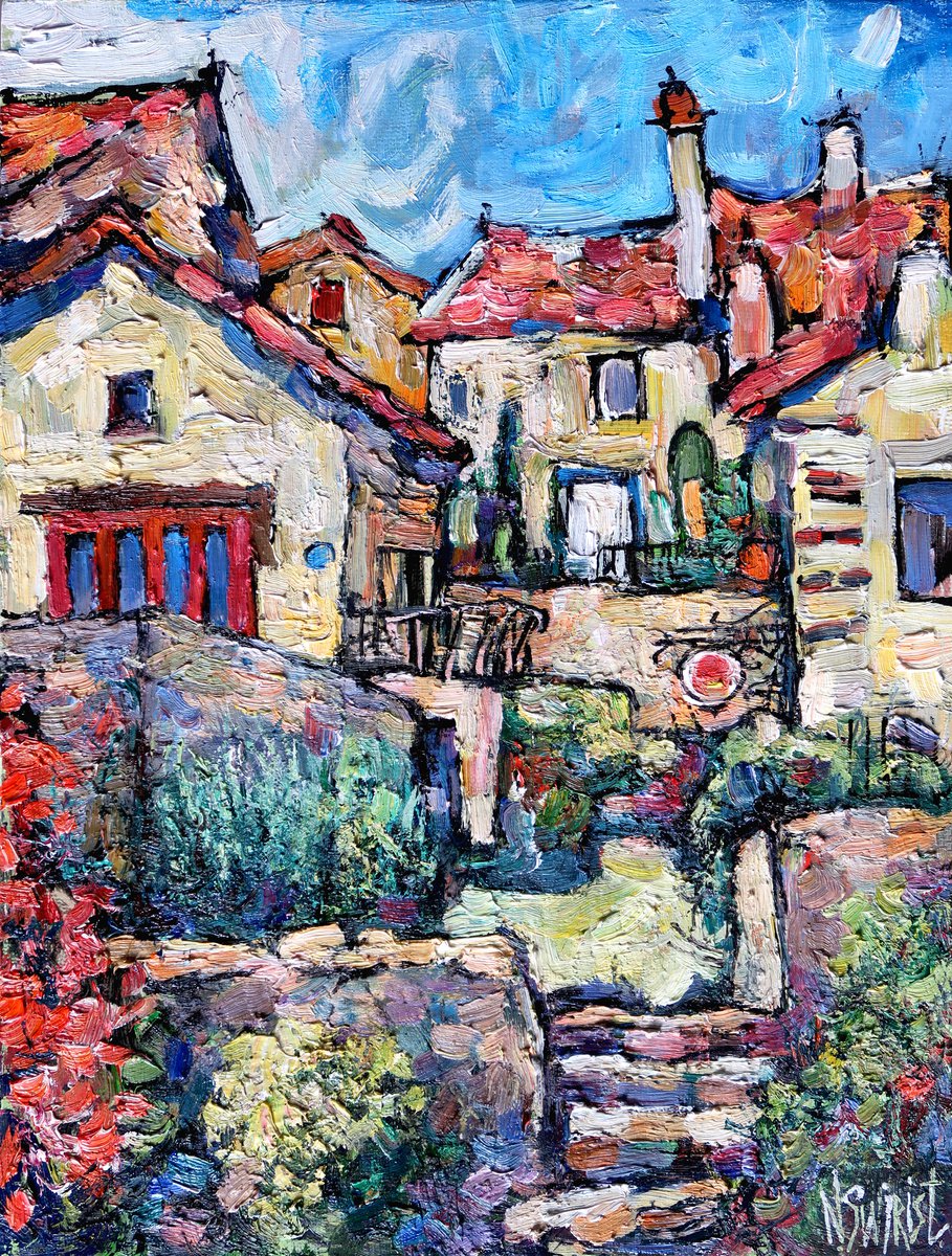 Summer courtyard in Flavigny. by Nicola Ost * N.Swiristuhin