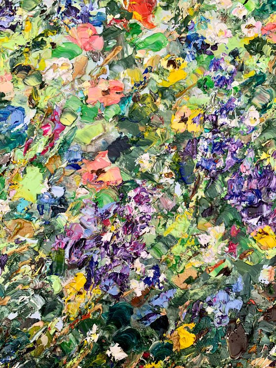 Summer flowers field