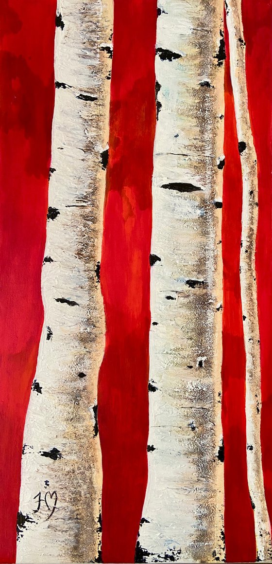 Flaming birch trees