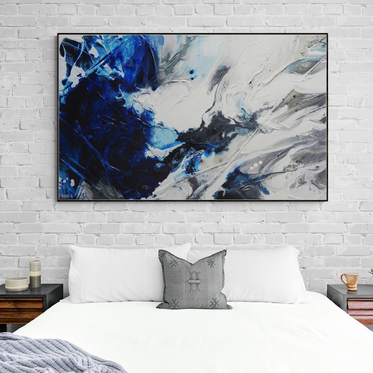 Abstract Landscape Acrylic Painting By Franko, 63 X 39, Midnight Reflex, Original Artwork