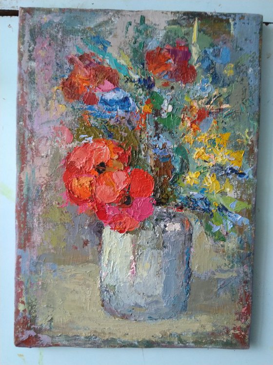 Flowers(35x25)cm, oilpainting, ready to hang