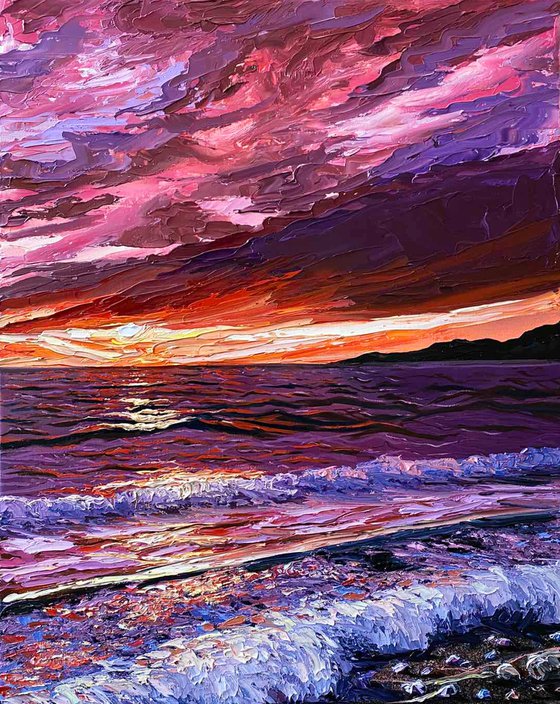 Violet Warm sunset on the beach