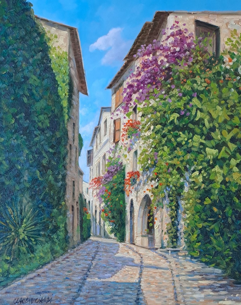 Impressionistic Cityscapes Oil Painting By Claudio Ciardi, 16 X 20, Saint Paul De Vence, Original Artwork