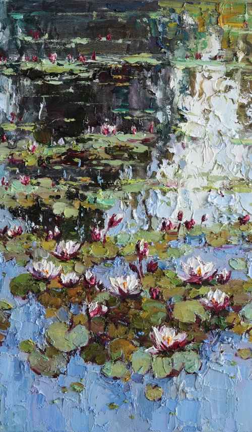 White Water Lilies Pond by Anastasiia Valiulina