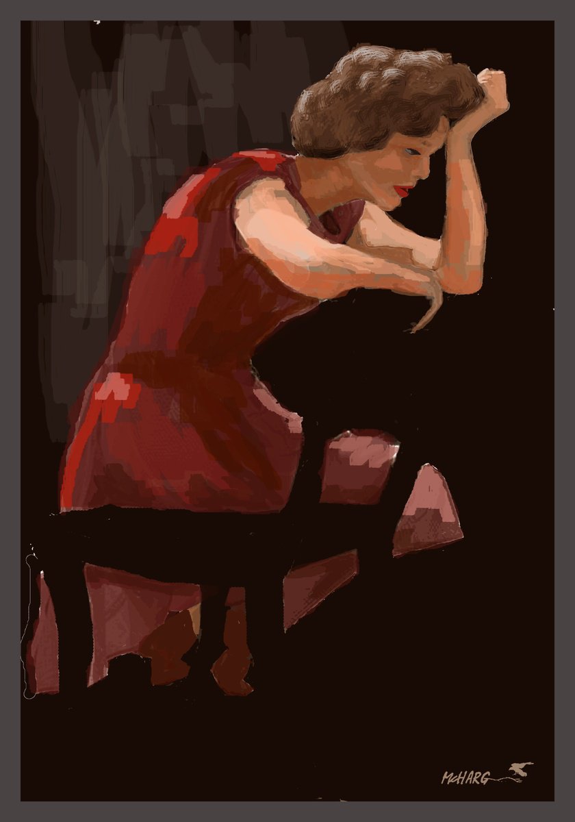 Impressionistic Portrait Painting By Joe Mcharg, 28 X 40, The Thinker, Original Artwork