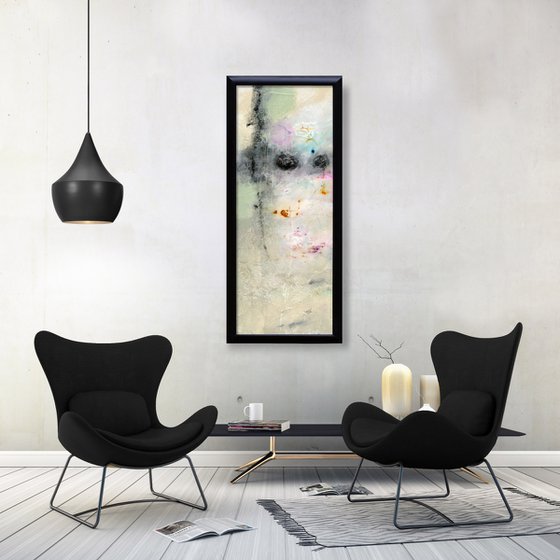 Wandering Thoughts - Large Framed Textural Abstract Painting  by Kathy Morton Stanion