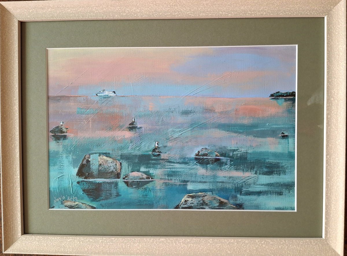 Evening At The Seaside By Jelena Nova, 17 X 13, Artwork For Sale On Artfinder