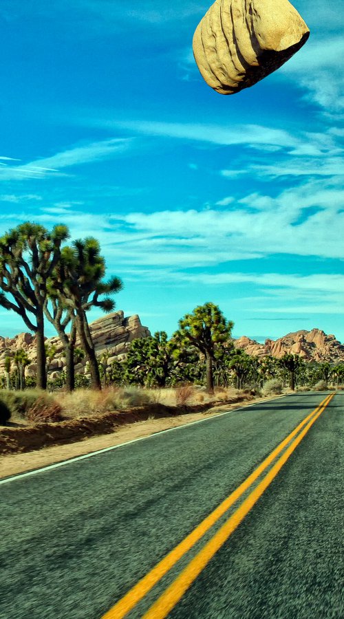 WATCH FOR FALLING ROCK Joshua Tree National Park CA by William Dey