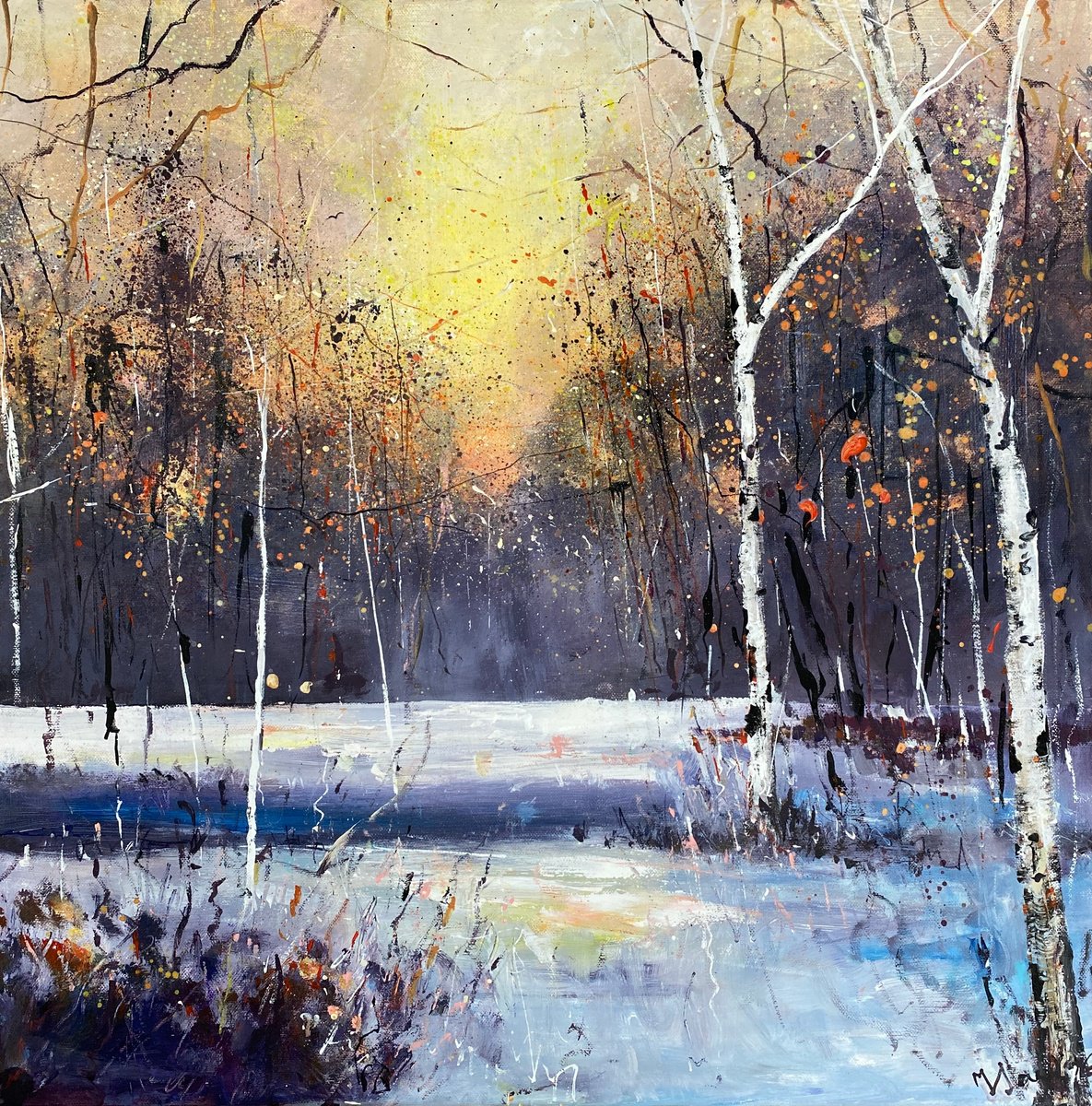 Silver Birches Bright Winter Day by Teresa Tanner
