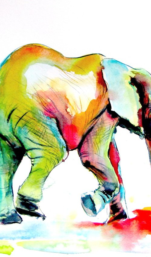 Colorful elephant alone II by Kovács Anna Brigitta