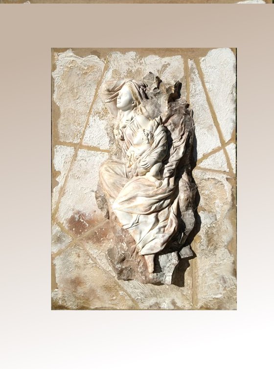 Hign relief MADONNA WITH CHILD 17.3 W x 25.5 H x 3.9 D in