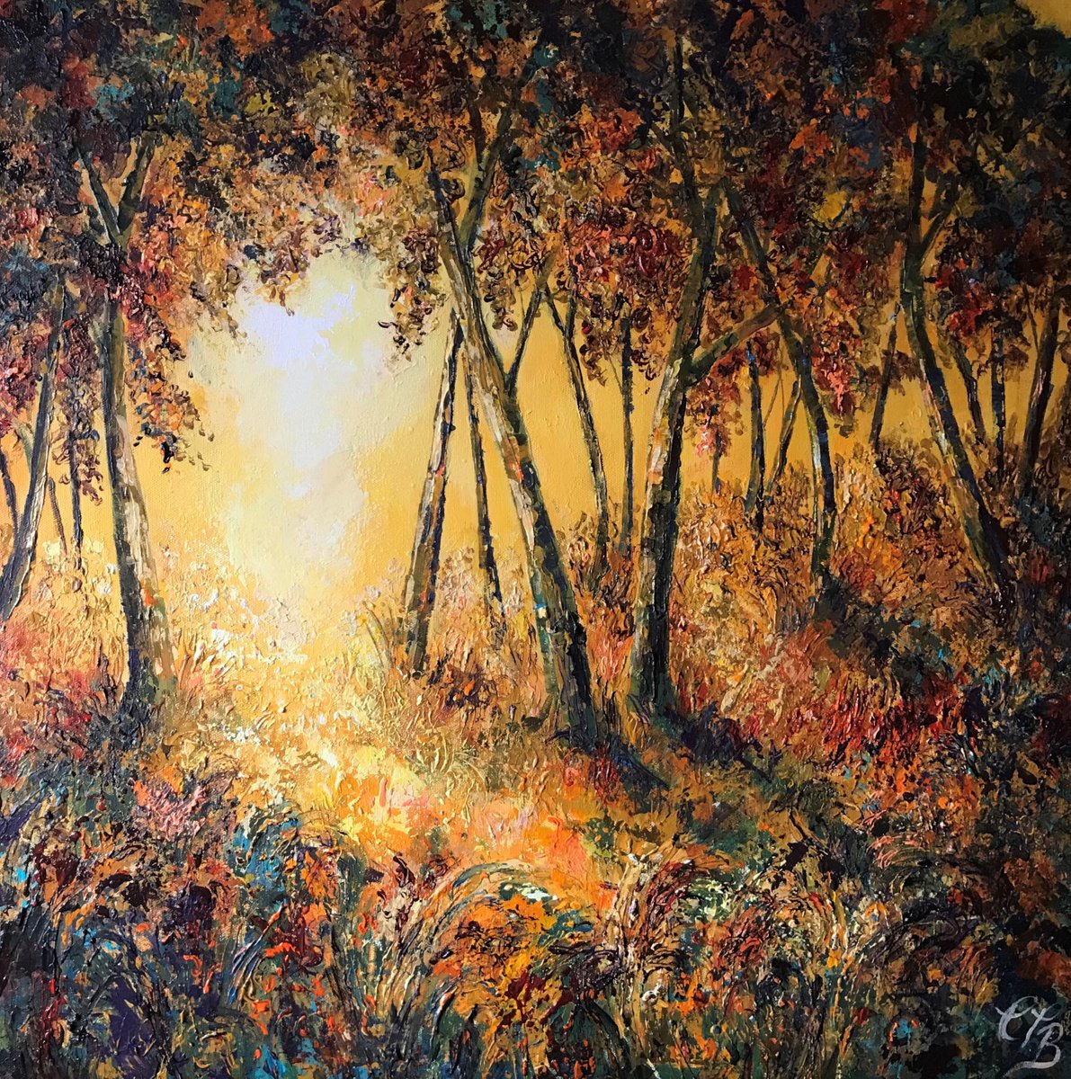 Autumn Fire -landscape painting by Colette Baumback